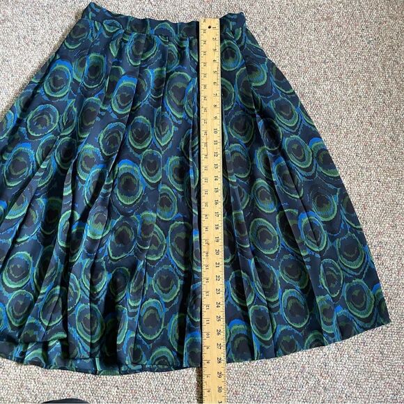 Modcloth Vibrant Green and Blue Peacock Midi Skirt - Picture 5 of 7
